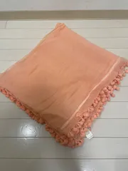 【くま様専用】CITRUS ポンポン付き 大判ストール 綿×シルク インド製 ピンク系