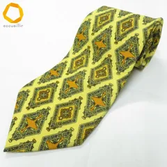 #ae ジャンニヴェルサーチ GIANNIVERSACE ネクタイ 黄色系 茶系 黒 総柄 ダイヤ柄 シルク イタリア製 メンズ [994360] k01