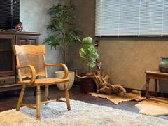 ナラ材 楢材 剥離家具 ストリップド家具 柏木工 アームチェア ラタン