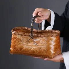 SGYP300 竹かごバッグ ハンドメイド 手作り 竹籠 竹編み バンブーハンドル 天然素材 和風 和装職人の手作り バッグ 茶道 煎茶 かごバッグ 軽量 レディース  ギフト プレゼント 記念日 お祝い母の日