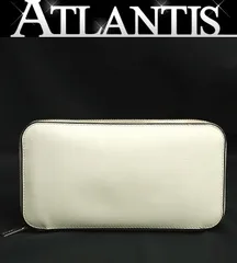 【広尾店】 ヴァレクストラ Valextra ラウンドジップ 長財布 レザー アイボリー 【18391】のサムネイル