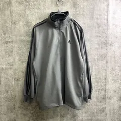 【k-136】adidas L グレー トラックジャケット 3本ライン ロゴ刺繍 フルジップ ジャージ 古着