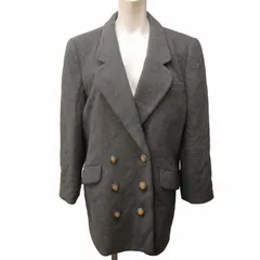 レリアン Leilian ヴィンテージ テーラードジャケット コート カシミヤ ウール混 ダブル グレー ９ 約M ■GY06