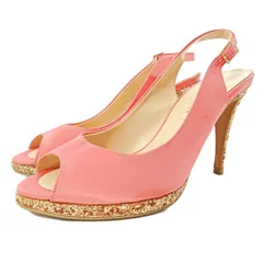 ダイアナ DIANA ラメ オープントゥ パンプス バックストラップ ピンヒール サテン 23.5cm ピンク 1017 IBO81