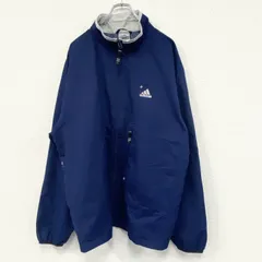 古着 used　90s　adidas　アディダス　ナイロンジャケット　フルジップ　ヴィンテージ　青　Lサイズ【値引き交渉OK！】