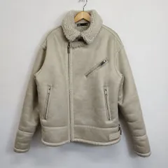 ZARA ザラ フェイク レザー ムートン ジャケット B-3 ライダース ボア アウター ボリューム ベージュ系 USA XL C23