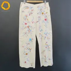 ケンゾー KENZO フランス製 パンツ ワイド 花刺繍 総刺繍 レディース [x998070]
