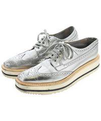 PRADA プラダ 厚底 レースアップ シューズ シルバー メタリック 39 