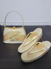 東京芝山　草履バッグセット　和装用バッグ 着物 小紋 訪問着 フォーマル 草履　和装履物　ゴールド系