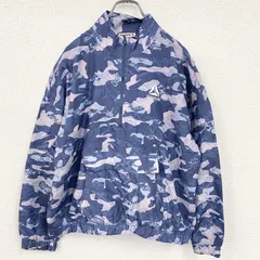 古着 used　Reebok　リーボック　プルオーバージャケット　ハーフジップ　ワンポイント　カモ　ネイビー　Lサイズ【値引き交渉OK！】