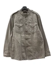 ダブルアールエル RRL Military Shirt Jacket ミリタリー シャツ ジャケット ボタンアップ ワーク Ralph Lauren 灰 ジャケット 無地 グレー Lサイズ 104MT-2784