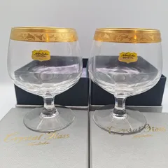 Noritake ノリタケ Crystal Glass クリスタルグラス ヴィンテージ ワイングラス ペア セット 金彩 2客 未使用 保管品 食器 ブランド食器 【11414-1】
