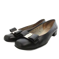 サルヴァトーレフェラガモ Salvatore Ferragamo ヴァラリボン パンプス シューズ 6.5 C 黒 ブラック /FF IBO85