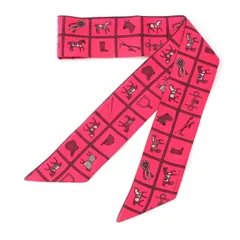 エルメス シルク ツイリー Couvertures tenues et de jour 馬着 スカーフ レッド【中古】