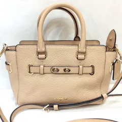 COACH コーチ レザー 2WAY ショルダー付きミニトートバッグ ベージュ系