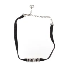 クリスチャンディオール J'ADIOR ラインストーン チョーカー ネックレス アクセサリー ブラック【中古】