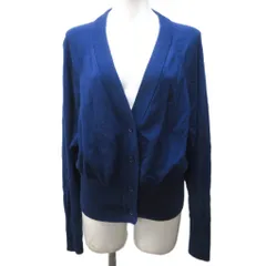 フレッドペリー FRED PERRY カーディガン ニット Vネック ウール 長袖 UK10 約M 紺 ネイビー 1222