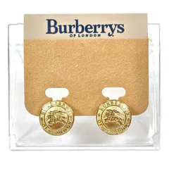 美品 BURBERRY バーバリー イヤリング ゴールド メタル ヴィンテージ サークルロゴ ロゴデザイン レディース