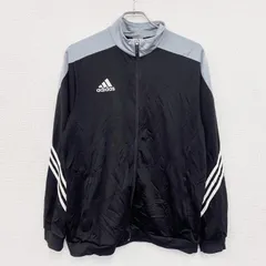 古着 used　adidas　アディダス　トラックジャケット/ジャージ　刺繍ロゴ　黒　ブラック　2XLサイズ【値引き交渉OK！】