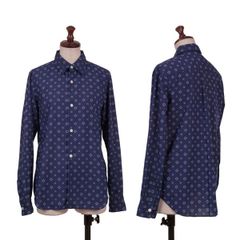 コムコム コムデギャルソンCOMME des GARCONS ポリ製品染め総柄シャツ 青水色S