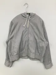 ブルゾン S グレー コットン ストライプ柄 ショート丈 フードあり ジップアップ