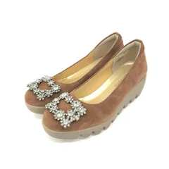 hills avenue ヒルズアベニュー パンプス 表記サイズ:22 ビジュー バックル スエード    ブラウン レディース / 240001191591