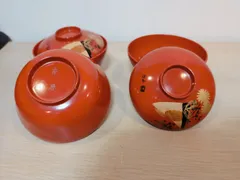 3客セット お椀 漆器 朱色