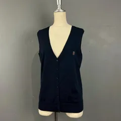 PEARLY GATES パーリーゲイツ ゴルフ ニットベスト Vネック ロゴ刺繍 ウール 100% ネイビー 紺 レディース