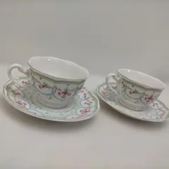 NIKKO MARKETING JAPAN カップ＆ソーサー 2客セット 花柄 洋食器 コーヒーカップ ティーカップ 来客用 ペア 食器 日本製風 260113-13A