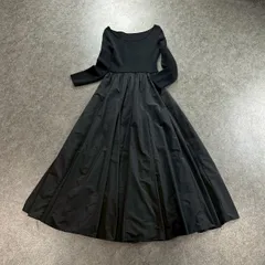 anuans アニュアンス 長袖 ニットドッキングフレアワンピース ジャガード ロング フレア ブラック 黒 1525531084-0