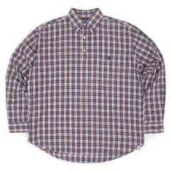 ポロラルフローレン POLO RALPH LAUREN 90s 90年代 プルオーバー ボタンダウンシャツ BLAIRE 被り BD 珍品 USA ヴィンテージ アメリカ 古着 メンズ ネイビー系 マドラスチェック柄 L【中古】