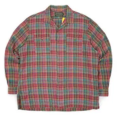 ポロカントリー POLO COUNTRY 90s 90年代 オープンカラー フランネルシャツ 開襟 珍品 RRL前身 USA ヴィンテージ ポロラルフローレン Ralph Lauren 古着 メンズ ピンク系 チェック柄 L【中古】