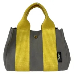 VIOLAd'ORO(ヴィオラドーロ) トートバッグ - ライトグレー×イエロー ミニバッグ/内ポケット着脱可 コットン