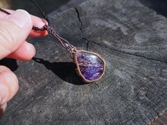 天然石 マクラメ ネックレス チャロアイト - メルカリ