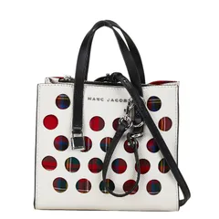 マークジェイコブス チェック ミニ グラインド ハンドバッグ ショルダーバッグ 2WAY ホワイト レッド レザー レディース MARC JACOBS【228-77018】
