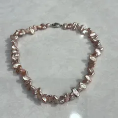 淡水バロックパールネックレス 変形 真珠 ピンク系 保管品 H7-6-183
