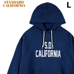 L【STANDARD CALIFORNIA SD LOOP KNITTING LOGO HOOD SWEAT NAVY スタンダードカリフォルニア パーカー ネイビー】