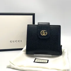 【シンプルだから長く愛せる/美品】GUCCI グッチ GGプチマーモント コンパクト ジップ ウォレット 523193 ブラック カーフレザー ゴールド金具 ファッション小物 レディース 男女兼用 ウォレット グッチ財布 当店基準真贋確