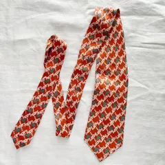 ヴィンテージ 『christian dior』オレンジ 緑三角 ネクタイ（m556）
