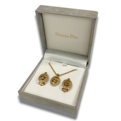 Christian Dior CDロゴ ネックレス＆イヤリング セット ゴールド