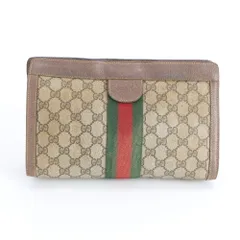 オールド グッチ GG スプリーム シェリー ライン レザー セカンドバッグ クラッチ ポーチ 通勤 ビジネス メンズ RWE DO42-7【中古】