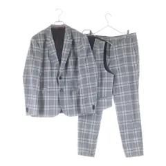 HUGO BOSS (ヒューゴボス) GUABELLO ウール チェック 2Bテーラードジャケット センタープレス スラックスパンツ セットアップ グレー
