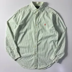 Polo ポロ ラルフローレン 90 s 刺繍 コットン グリーン ストライプ シャツ
