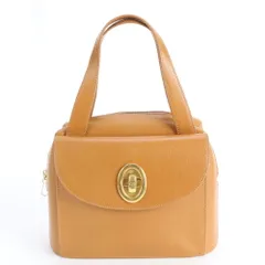 美品 ヴィンテージ ディオール CD ロゴ ターンロック レザー ハンドバッグ トート ブラウン レディース RWE DO41-9【中古】