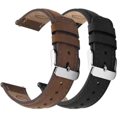 【新品】 [Fullmosa] 【2枚入り】 時計バンド 本革 18mm 20mm 22mm 24mm レザー ストラップ 交換用腕時計ベルト クイックリリース スマートウォッチバンド メンズ レディース 1