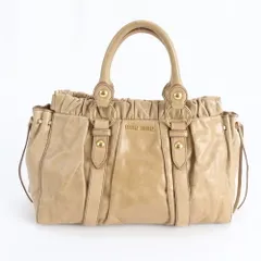 美品 ミュウミュウ レザー トート バッグ 肩掛け ショルダー ハンド 本革 ブラウン 茶色 レディース RRM DP1-7【中古】