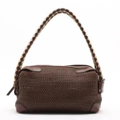 美品 ボッテガヴェネタ イントレチャート レザー ショルダーバッグ 肩掛け ハンド 本革 ブラウン 茶色 レディース MMM DP51-9【中古】