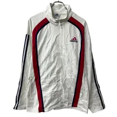 90s adidas ロゴジャージ M ホワイト アディダス ジップアップ 90年代 ライン切替 ワンポイント 刺繍 スポーティー 春秋物 a803-5069