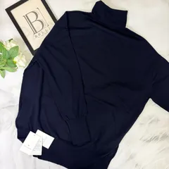 鑑定済み【 美品 】ユナイテッドアローズ タートルネック ニット フリーサイズ 毛 ネイビー 長袖