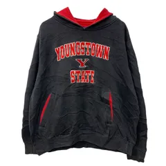 CHAMPS ロゴスウェット パーカー M ブラック レッド プルオーバー フーディー ビックロゴ スウェット ワンポイント 秋物 a803-5090